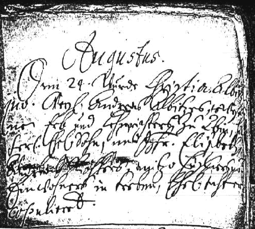 Heiratsurkunde von 1697
